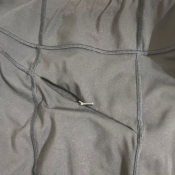 ATHLETA WOMEN’s MESH BLACK CAPRI LEGGINGS w/ SIDE POCKETS Sz- M - Picture 5 of 6